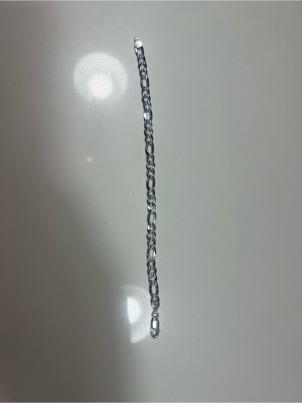 Sterling Silver Figaro Chain Bracelet - Silver 7.5 inch